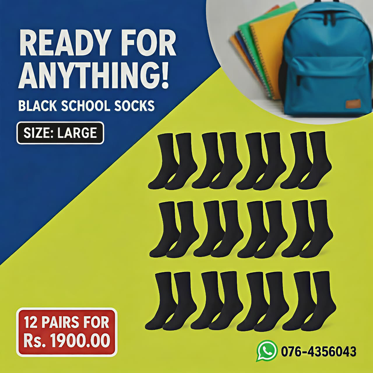 Black School Socks 12 Pair Offer