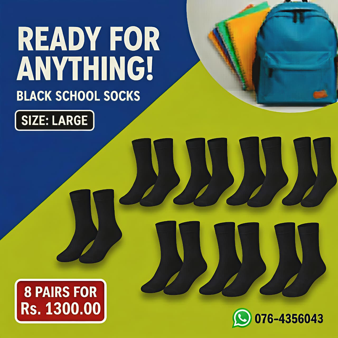 Black School Socks 8 Pair Offer
