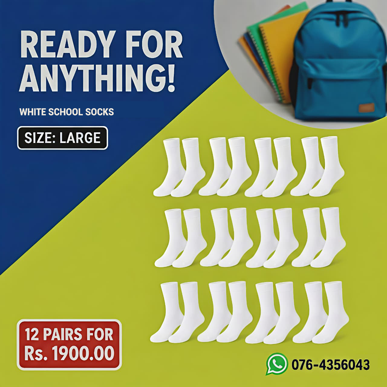White School Socks 12 Pair Offer